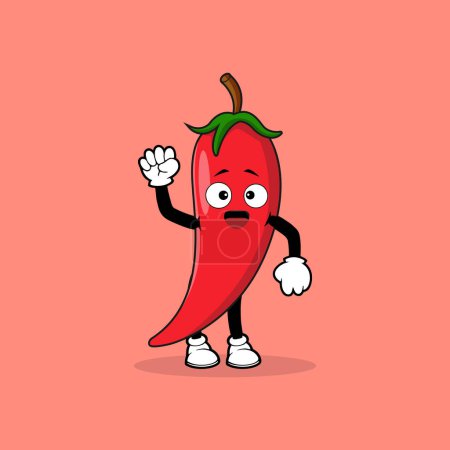 Illustration for Chilli mascot character with spirit expression vector - Royalty Free Image