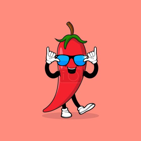 Ilustración de Personaje mascota Chilli con elegante vector de expresión - Imagen libre de derechos