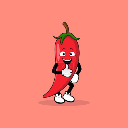 Illustration for Chilli mascot character with thumbs up expression vector - Royalty Free Image