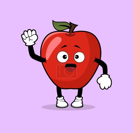 Illustration for Cute Apple fruit character with spirit expression vector - Royalty Free Image