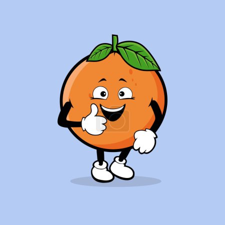 Téléchargez les illustrations : Mignon caractère de fruit orange avec pouce vers le haut vecteur d'expression - en licence libre de droit