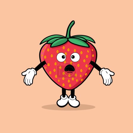 Téléchargez les illustrations : Caractère de fruit de tomate mignon avec vecteur d'expression confus - en licence libre de droit