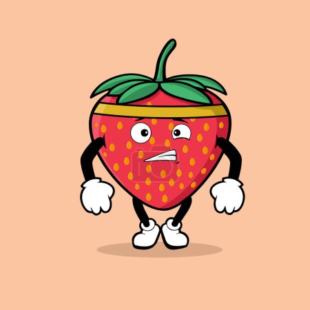 Ilustración de Lindo personaje de fruta de tomate con vector de expresión cansado ejecutar - Imagen libre de derechos