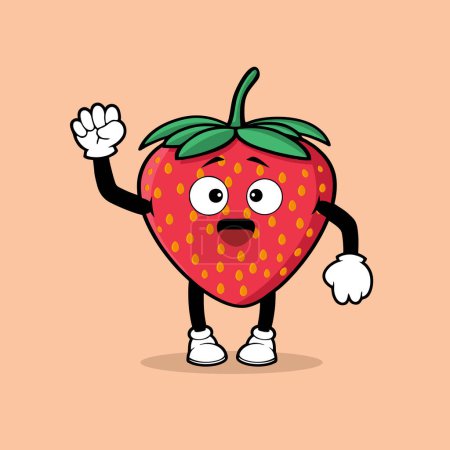 Illustration for Cute tomato fruit character with spirit expression vector - Royalty Free Image
