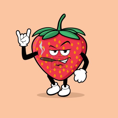Illustration for Cute tomato fruit character with rock and roll expression vector - Royalty Free Image