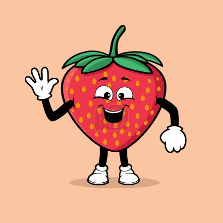 Illustration for Cute tomato fruit character with say hello expression vector - Royalty Free Image