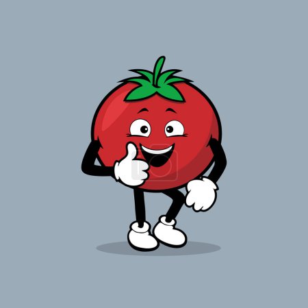Illustration for Cute tomato fruit character with thumbs up expression vector - Royalty Free Image