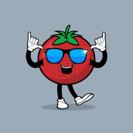 Illustration for Cute tomato fruit character with stylish expression vector - Royalty Free Image