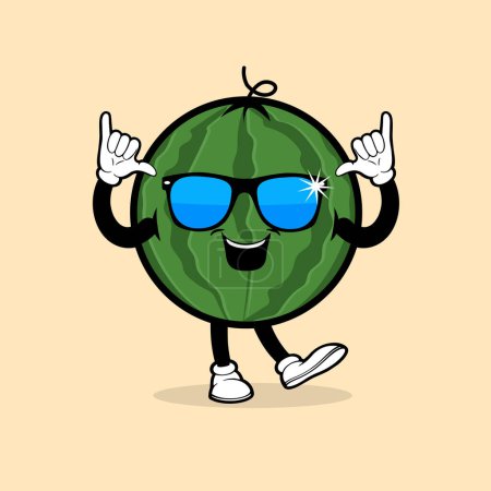 Illustration for Cute watermelon fruit character with stylish expression vector - Royalty Free Image