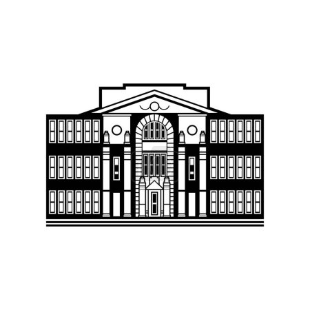 Ilustración de Silueta ilustración diferentes variantes del edificio de la escuela clásica en un estilo plano - Imagen libre de derechos