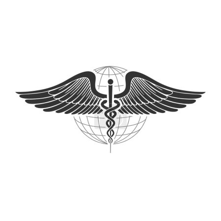 Ilustración de Plantilla de signo de logotipo de serpiente médica Caduceus Vector aislado sobre fondo blanco - Imagen libre de derechos