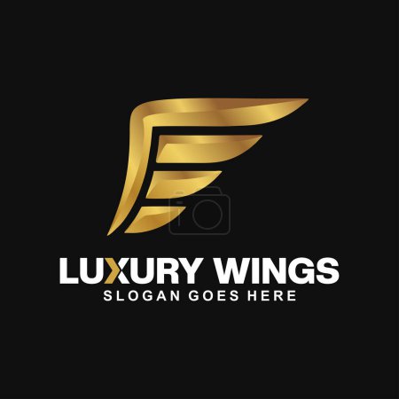 Téléchargez les illustrations : Luxe aile dorée logo abstrait - en licence libre de droit