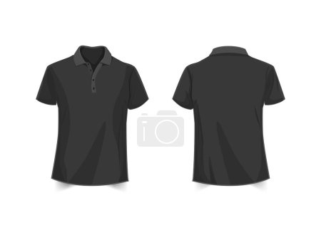 Illustration for Men's black vector polo shirt template. Realistic mockup - Royalty Free Image