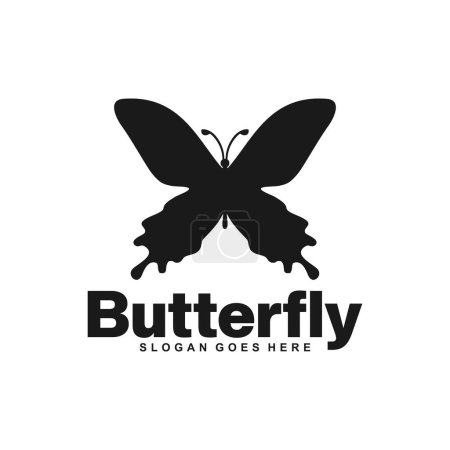Illustration for Black butterfly vector icon, isolated on white - Royalty Free Image