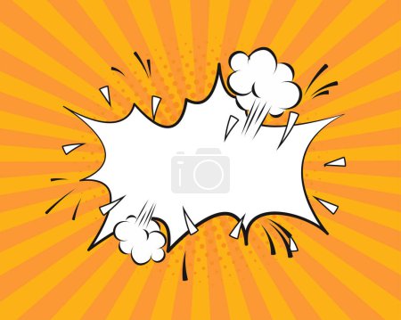 Illustration for Comic Blank Speech Bubble With Copy Space Over Color Background Design. Empty Template In Explosion Framework Representing Advertisement And Promoting Business - Royalty Free Image
