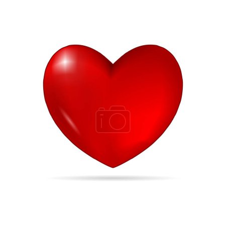 Téléchargez les illustrations : Red heart. Realistic 3d design icon heart symbol love. Vector illustration - en licence libre de droit