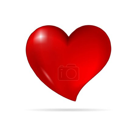 Téléchargez les illustrations : Coeur rouge. Icône de conception 3d réaliste coeur symbole amour. Illustration vectorielle - en licence libre de droit
