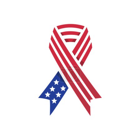 Ilustración de Cinta de Bandera Americana. Patriótico, símbolo de apoyo. Día de la Independencia y Conmemoración - Imagen libre de derechos