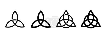 Téléchargez les illustrations : Ensemble d'ornement de tatouage noeud celtique médiéval. Silhouettes celtiques, nœuds irlandais - en licence libre de droit