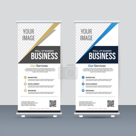 Illustration for Business Roll up banner vertical template design for brochure business flyer infographics modern - Royalty Free Image