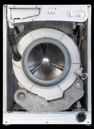 Photo for Repair old laundry washer, disassembled, isolated - Royalty Free Image