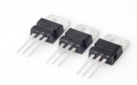 Electronic chips, Diode with a barrier Schottky, transistor, on a white background  
