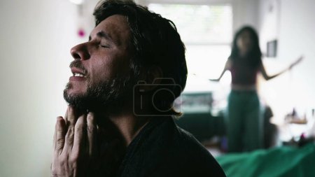 Photo for Relationship Turmoil_ Stressed Boyfriend Overwhelmed by Screaming Girlfriend, Struggling with Mental Pressure - Royalty Free Image