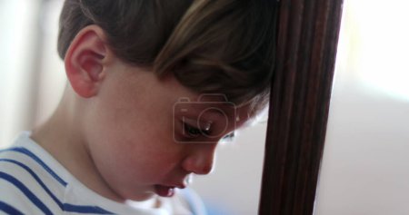 Photo for One sad little boy tearful child feeling displeased - Royalty Free Image