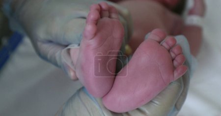 Photo for Feet of newborn baby, closeup of infant feet - Royalty Free Image
