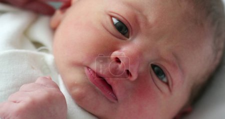Photo for Infant newborn baby closeup face - Royalty Free Image