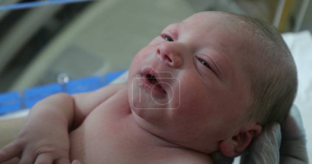 Foto de Newborn baby infant at hospital in first hours of life - Imagen libre de derechos