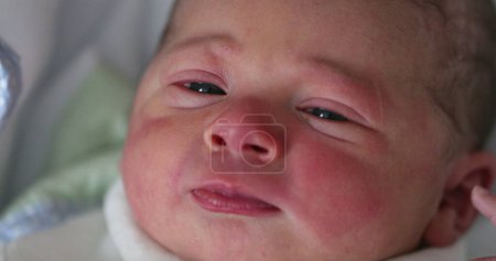Téléchargez les photos : Newborn waking up opening eyes in first day of life - en image libre de droit