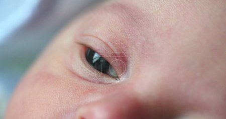 Photo for Newborn baby macro eye in first day of life observing and learning about the world - Royalty Free Image