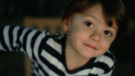 Photo for Beaming Caucasian Boy - Radiant Smile Captured Up-Close, handsome child looking at camera - Royalty Free Image