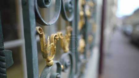 Téléchargez les photos : Décoration traditionnelle en métal close-up detial dans l'ornement de bâtiment antique - en image libre de droit