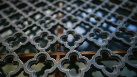 Photo for Elegant Metal gate patterns to fortify window protection in European traditional building - Royalty Free Image