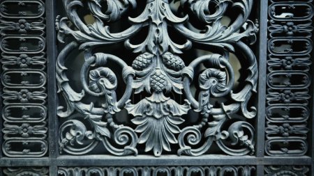 Photo for Classic Beauty - Ornate Detail by European Door Facade. Old-World Charm, Traditional Architectural Adornment Close-Up on Building - Royalty Free Image
