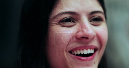 Photo for Woman face laughing and smiling spontaneously - Royalty Free Image