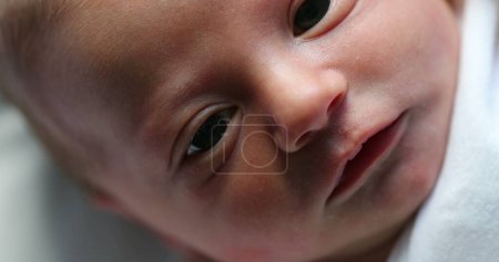 Foto de Closeup of infant newborn baby in first day of life - Imagen libre de derechos