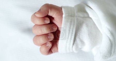 Téléchargez les photos : Newborn baby hand macro close-up - en image libre de droit
