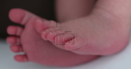 Foto de Newborn baby feet close-up. Toes of infant macro - Imagen libre de derechos