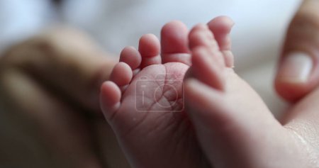 Foto de Baby newborn feet together, infant foot - Imagen libre de derechos