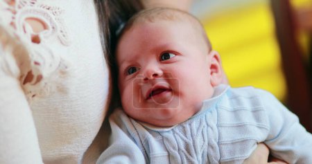 Photo for Smiling baby infant newborn interacting with adult - Royalty Free Image