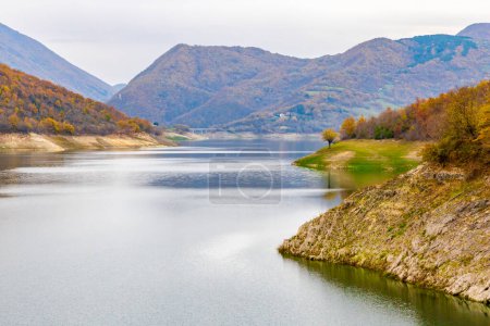 Photo for Panorama of the Turano lake in the mountains of the province of Rieti. Italy. - Royalty Free Image