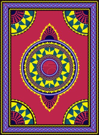 Illustration for Colorful geometric patterns for printing on African dashiki shirts. Abstract fabric pattern in African Ankara styles. Neck embroidery ornaments. Vector illustration. - Royalty Free Image