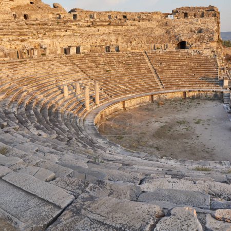 Photo for Miletus ancient city amphitheater, Turkey. Photo from Miletus. Miletus was an ancient Greek city on the western coast of Anatolia, near the mouth of the Maeander River in ancient Caria - Royalty Free Image