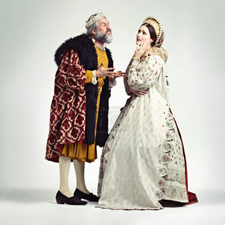 Photo for The throne has made you an angry man. Studio shot of a king and queen arguing - Royalty Free Image