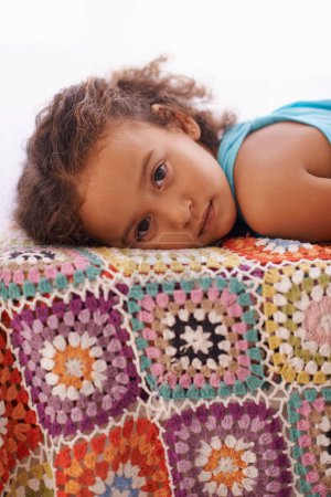Photo for Getting sleepy...Portrait of an adorable little girl lying down - Royalty Free Image