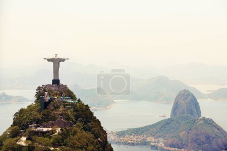 Photo for It is the symbol of Brazilian Christianity. the Christ the Redeemer monument in Rio de Janeiro, Brazil - Royalty Free Image