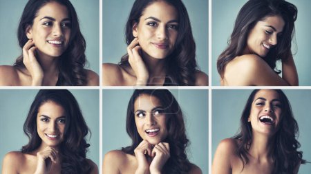 Photo for Every look she brings has a whole new meaning. Composite shot of an attractive young woman striking different types of poses inside of a studio - Royalty Free Image